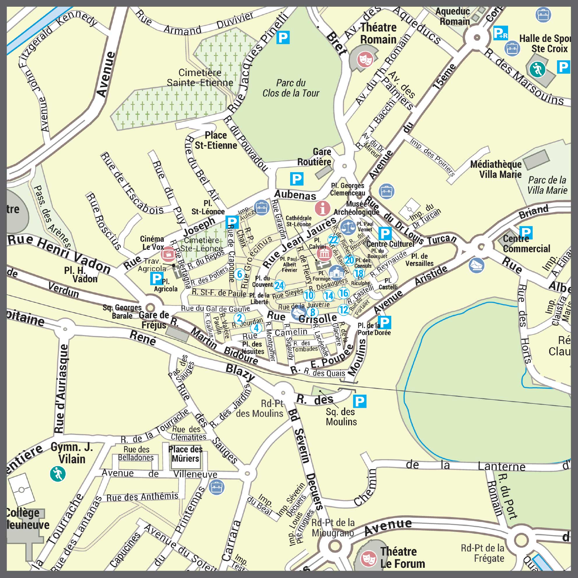 Poster du plan de ville de Fréjus