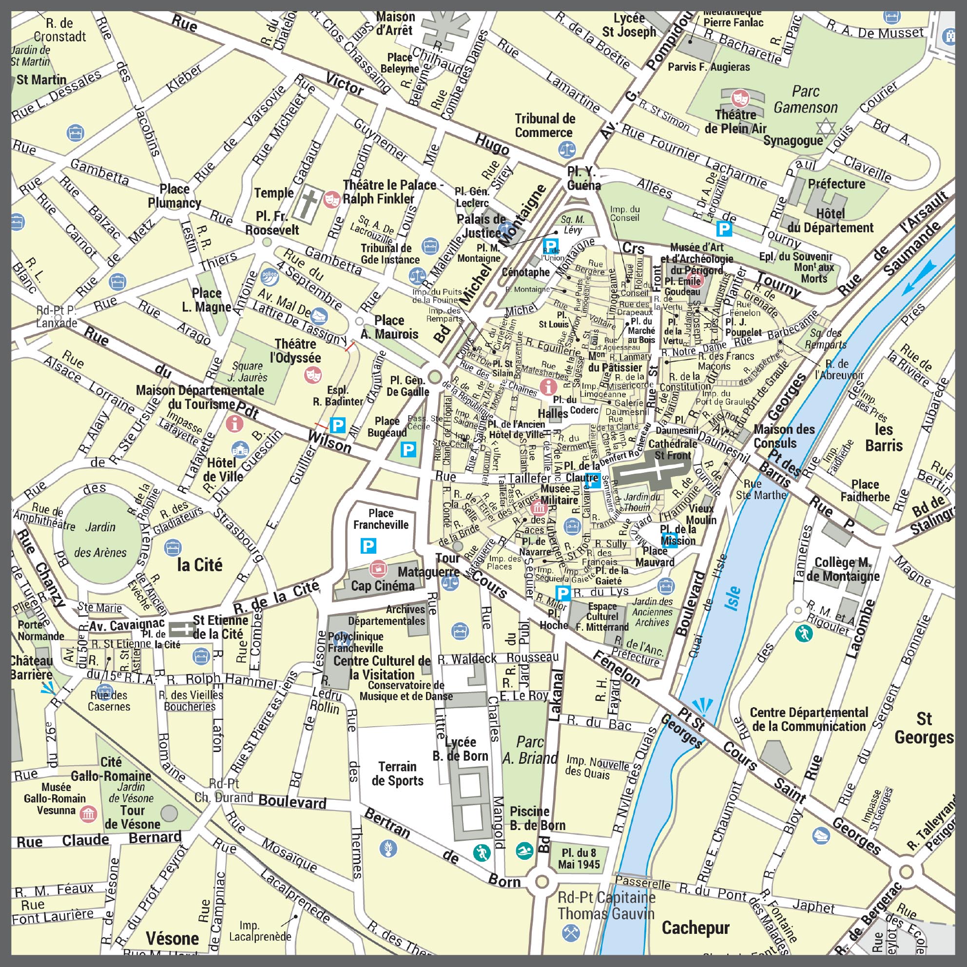 Poster du plan de ville de Périgueux