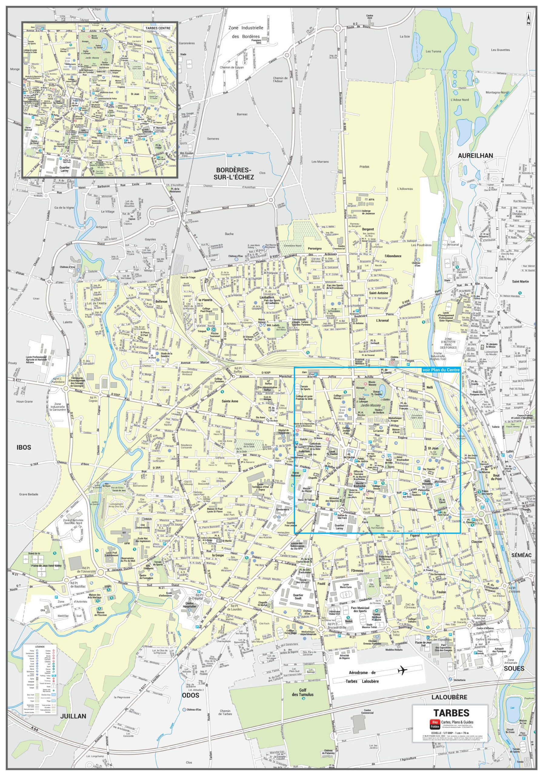 POSVILLETARBES Poster du plan de ville de Tarbes