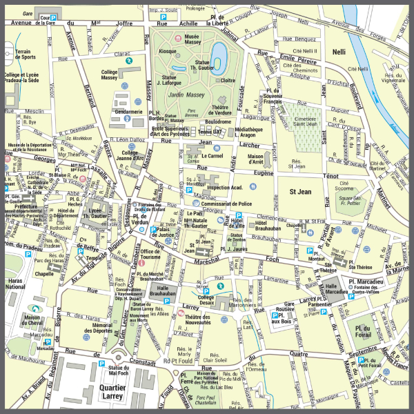 Poster du plan de ville de Tarbes