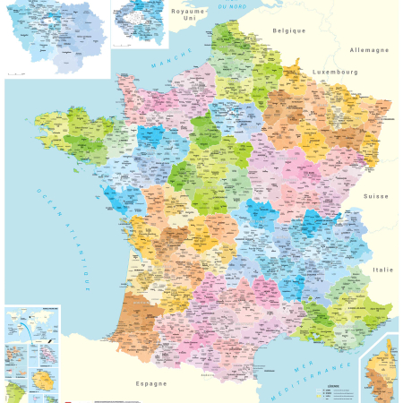 Carte de France administrative 2025 - Blay-Foldex