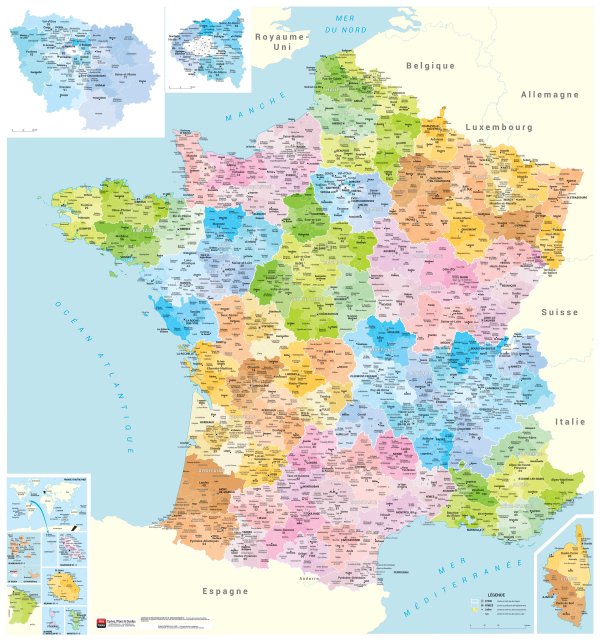 Carte de France administrative 2025 - Blay-Foldex
