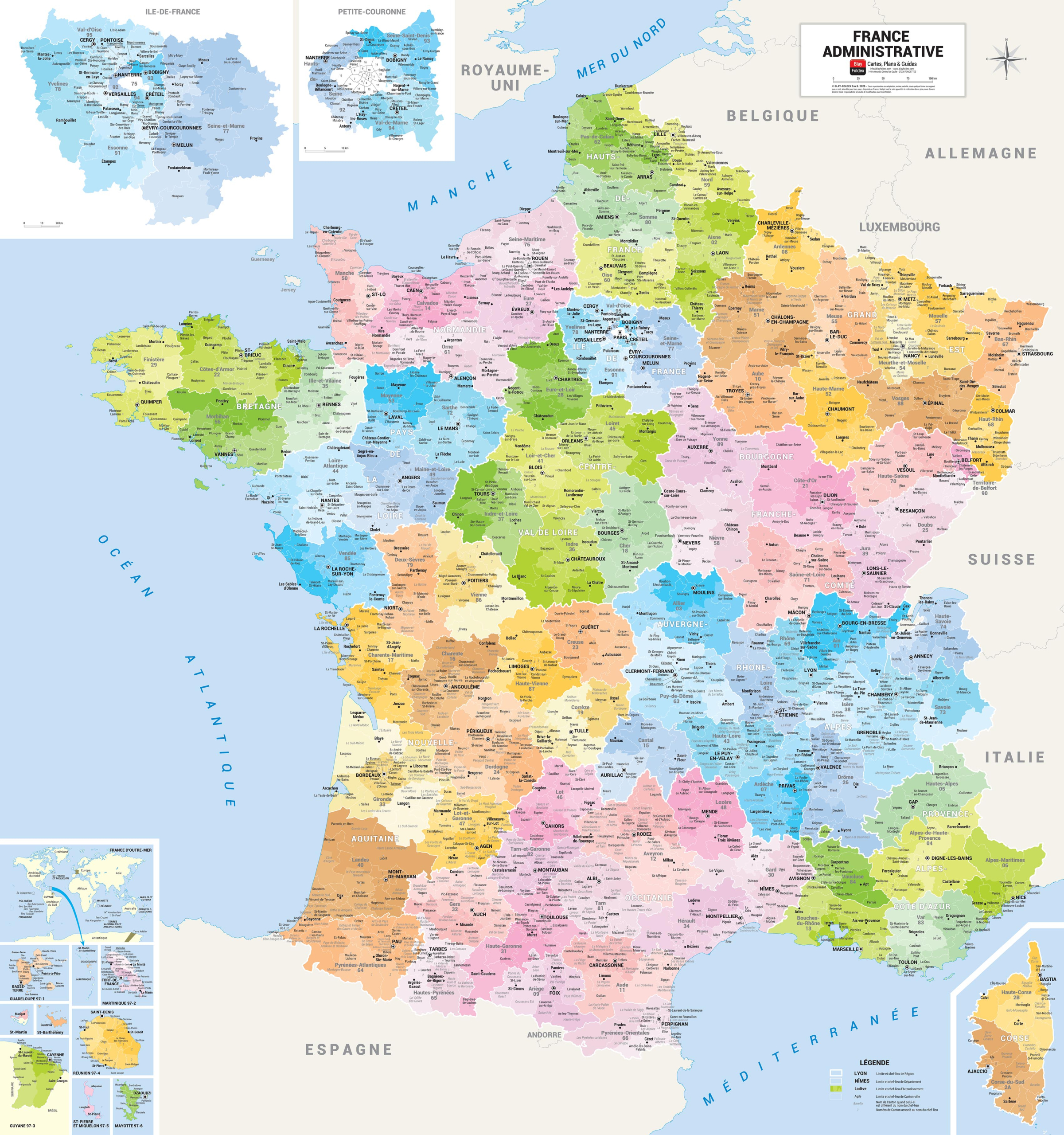 Fonds_france_admin_2025 Carte de France administrative 2025 - Blay-Foldex