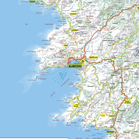 Carte routière et touristique de la région Corse