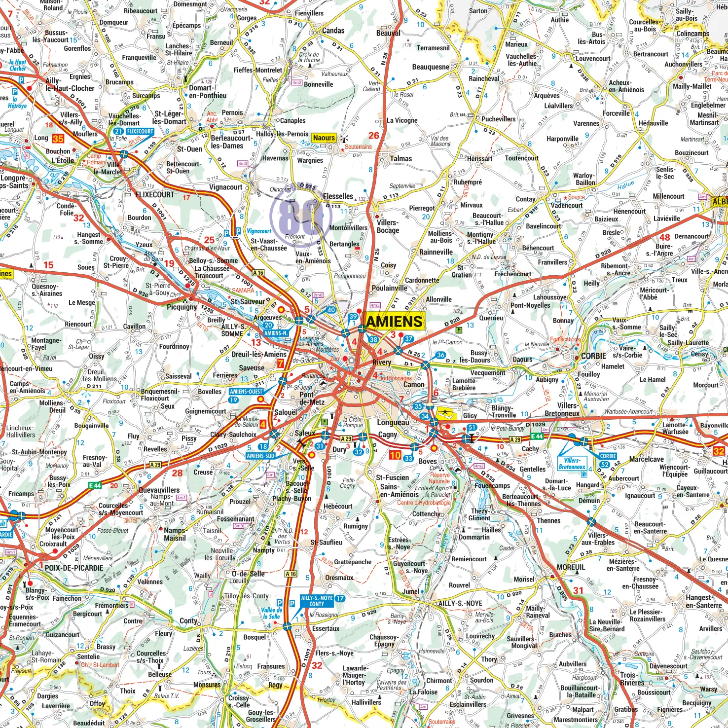 Det_Amiens Carte routière et touristique de la région Picardie