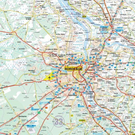 Carte routière et touristique de la région Nouvelle-Aquitaine
