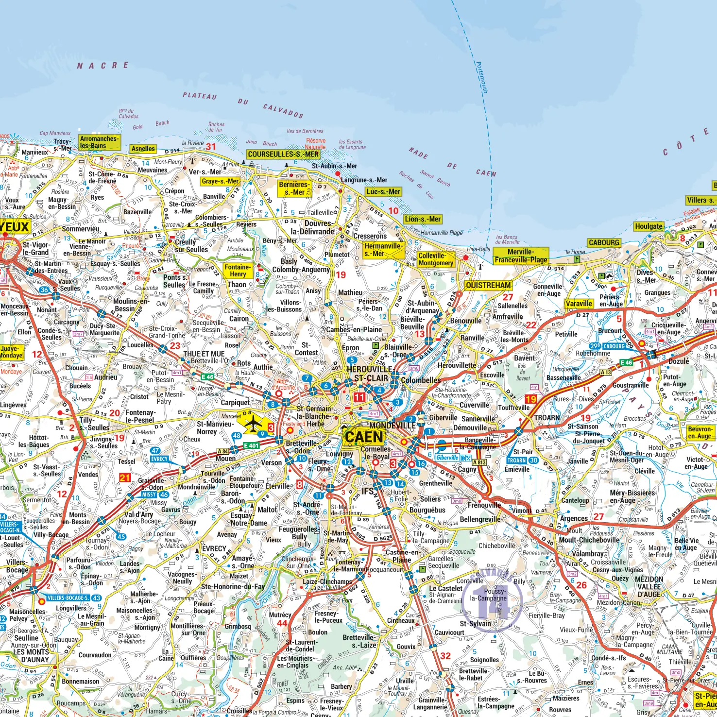 Carte routière et touristique de la région Basse-Normandie