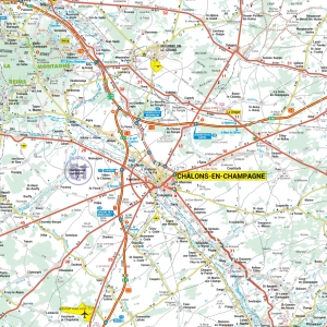 Carte routière et touristique de la région Champagne-Ardenne