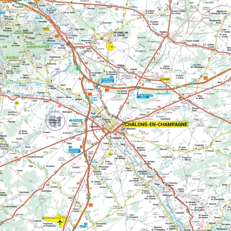 Carte routière et touristique de la région Champagne-Ardenne