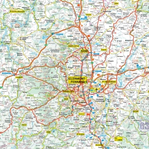Carte routière et touristique de la région Auvergne