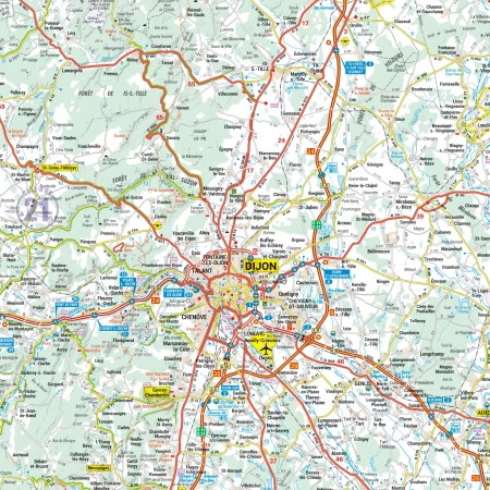 Carte routière et touristique de la région Bourgogne Franche-Comté