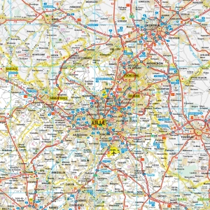 Carte routière et touristique de la région Hauts-de-France