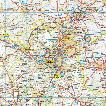 Carte routière et touristique de la région Hauts-de-France