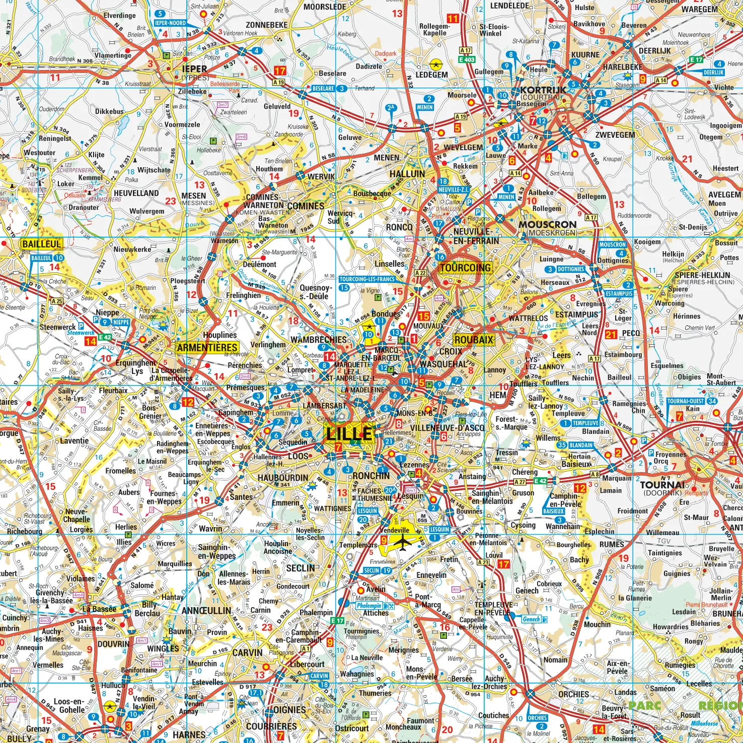 Det_Lille Carte routière et touristique de la région Hauts-de-France