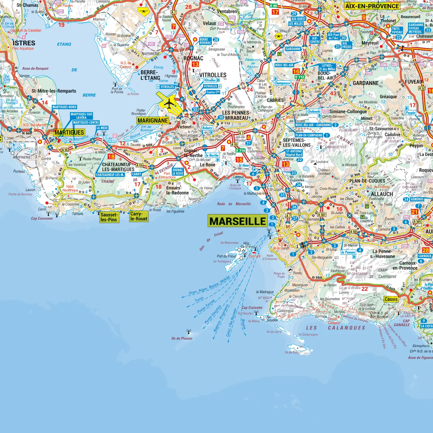 Carte routière et touristique de la région Provence Alpes Côte-d'Azur