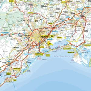 Carte routière et touristique de la région Languedoc Roussillon