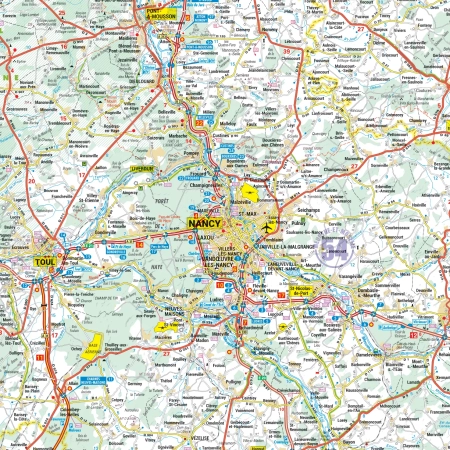 Carte routière et touristique de la région Lorraine