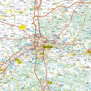 Carte routière et touristique de la région Centre Val-de-Loire