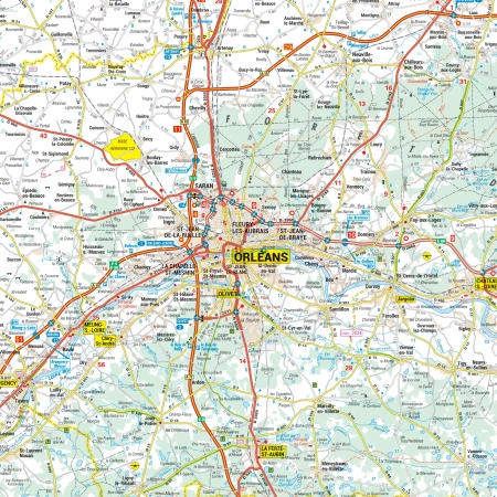 Carte routière et touristique de la région Centre Val-de-Loire