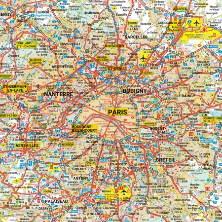 Carte routière et touristique de la région Ile-de-France