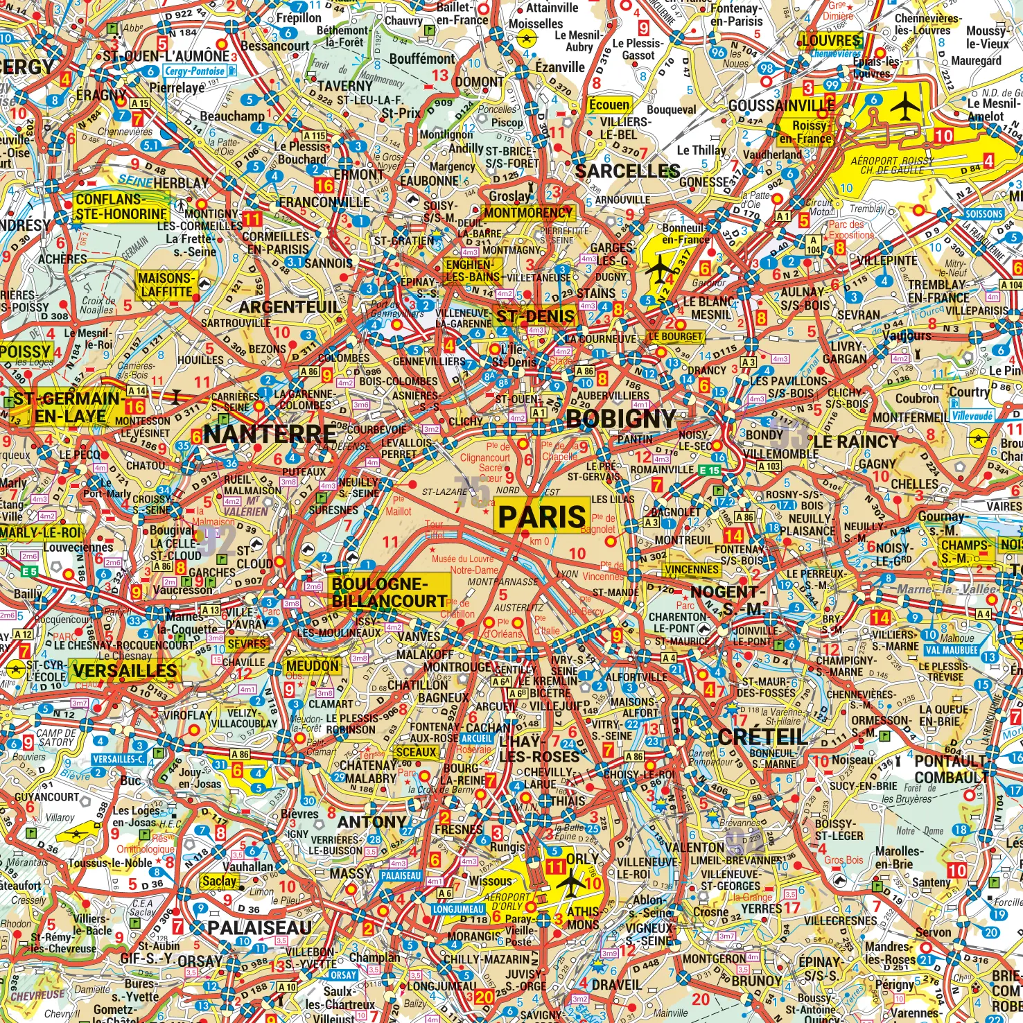Carte routière et touristique de la région Ile-de-France