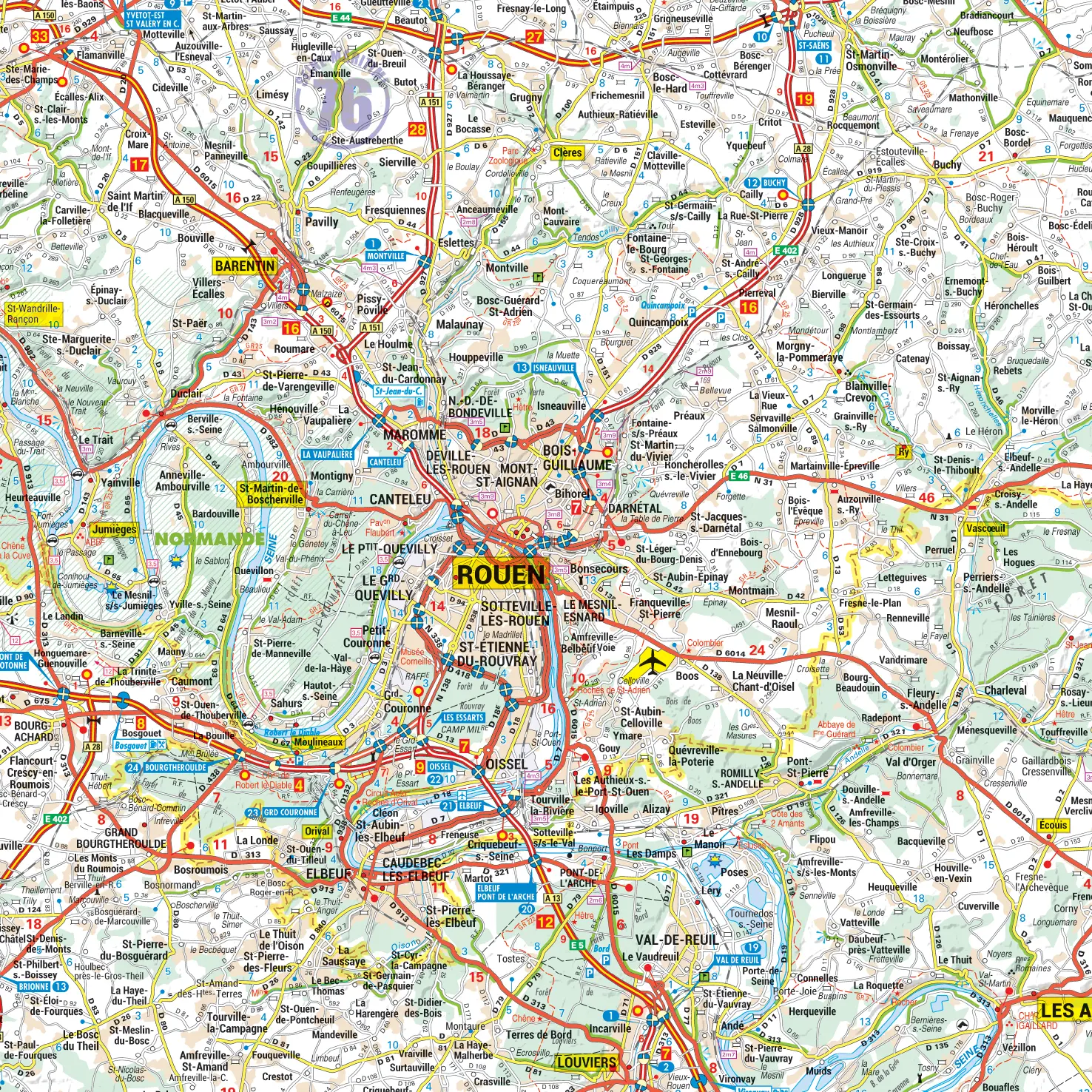Carte routière et touristique de la région Normandie