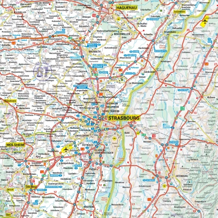 Carte routière et touristique de la région Alsace Grand Est