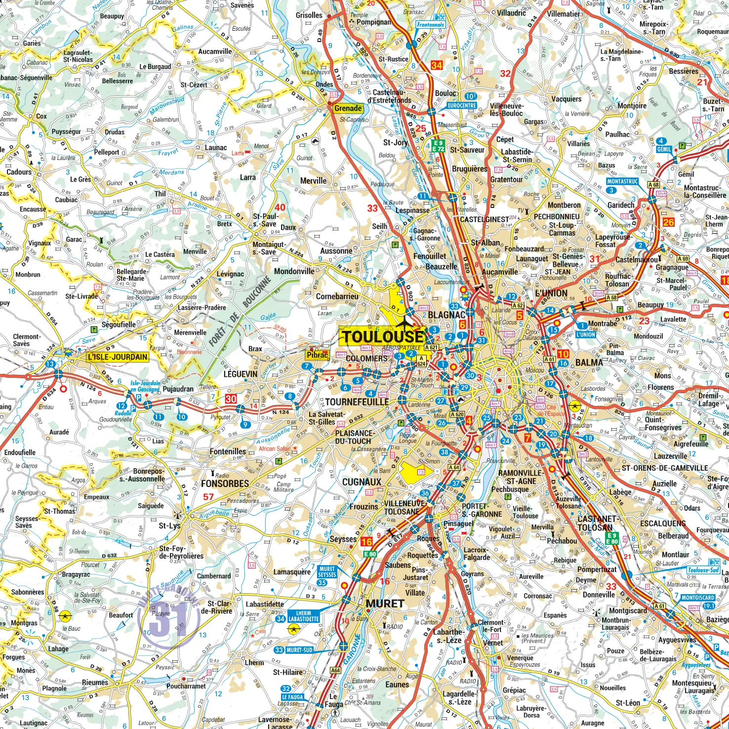 Carte routière et touristique de la région Occitanie