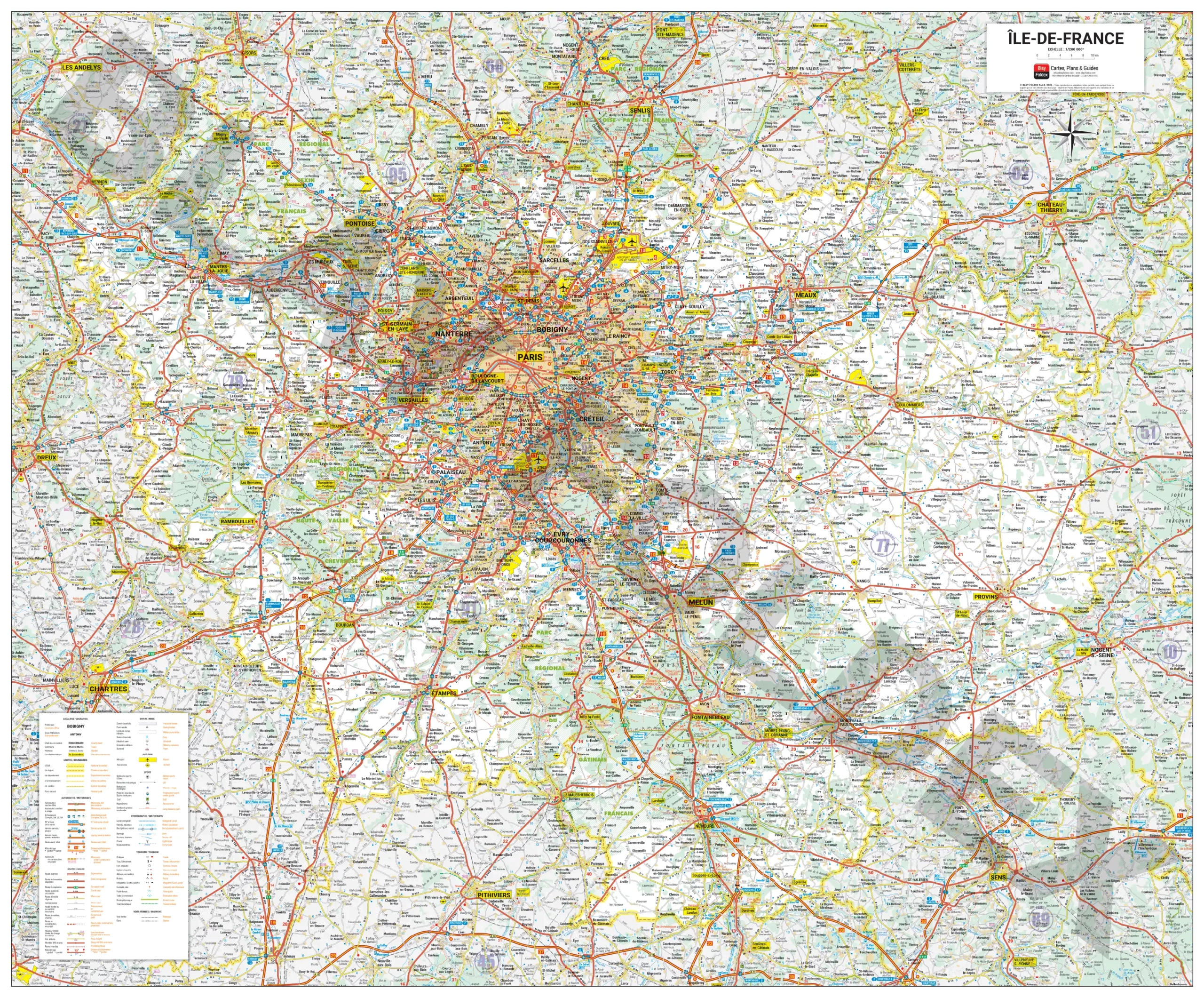Carte routière et touristique de la région Ile-de-France