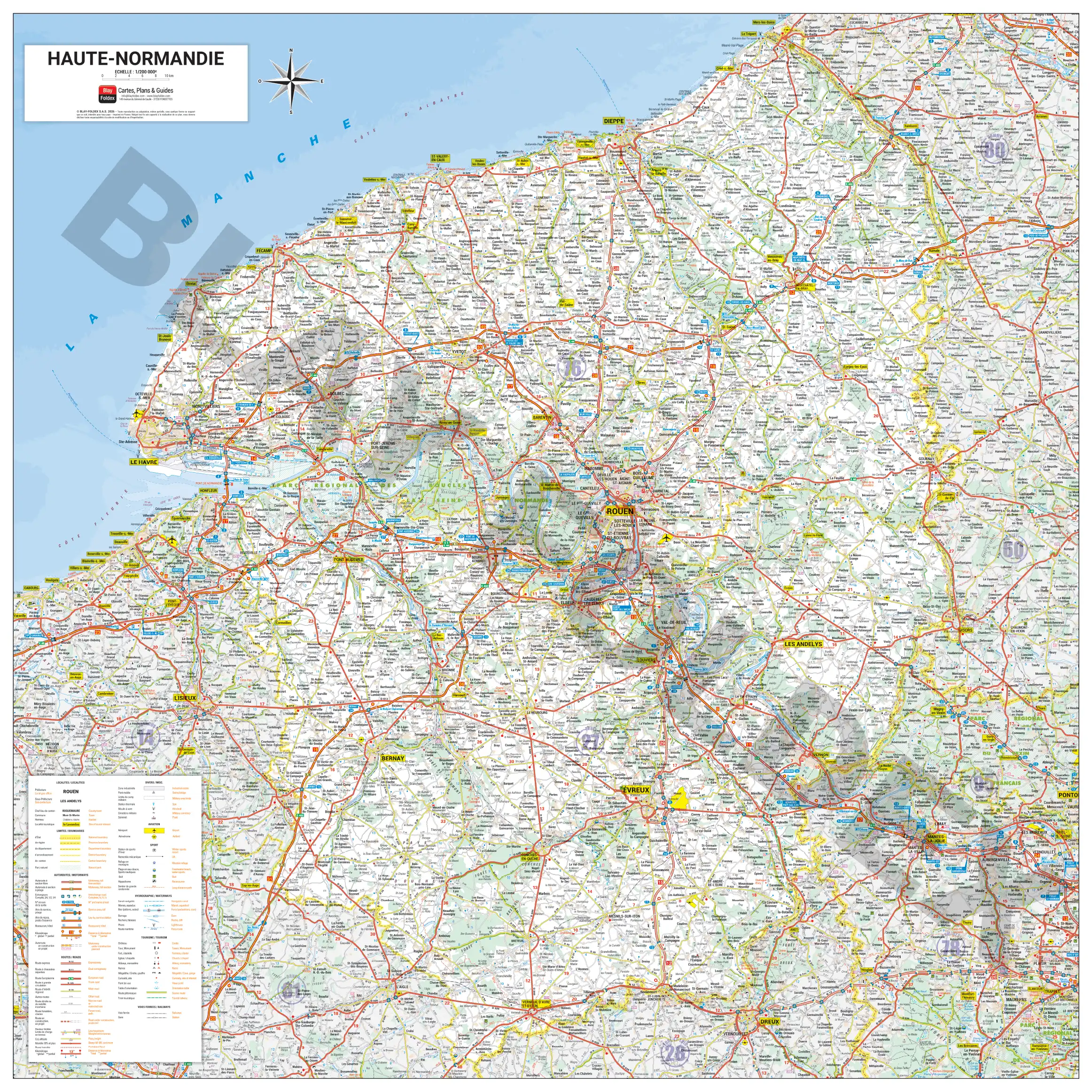 Carte routière et touristique de la région Haute-Normandie