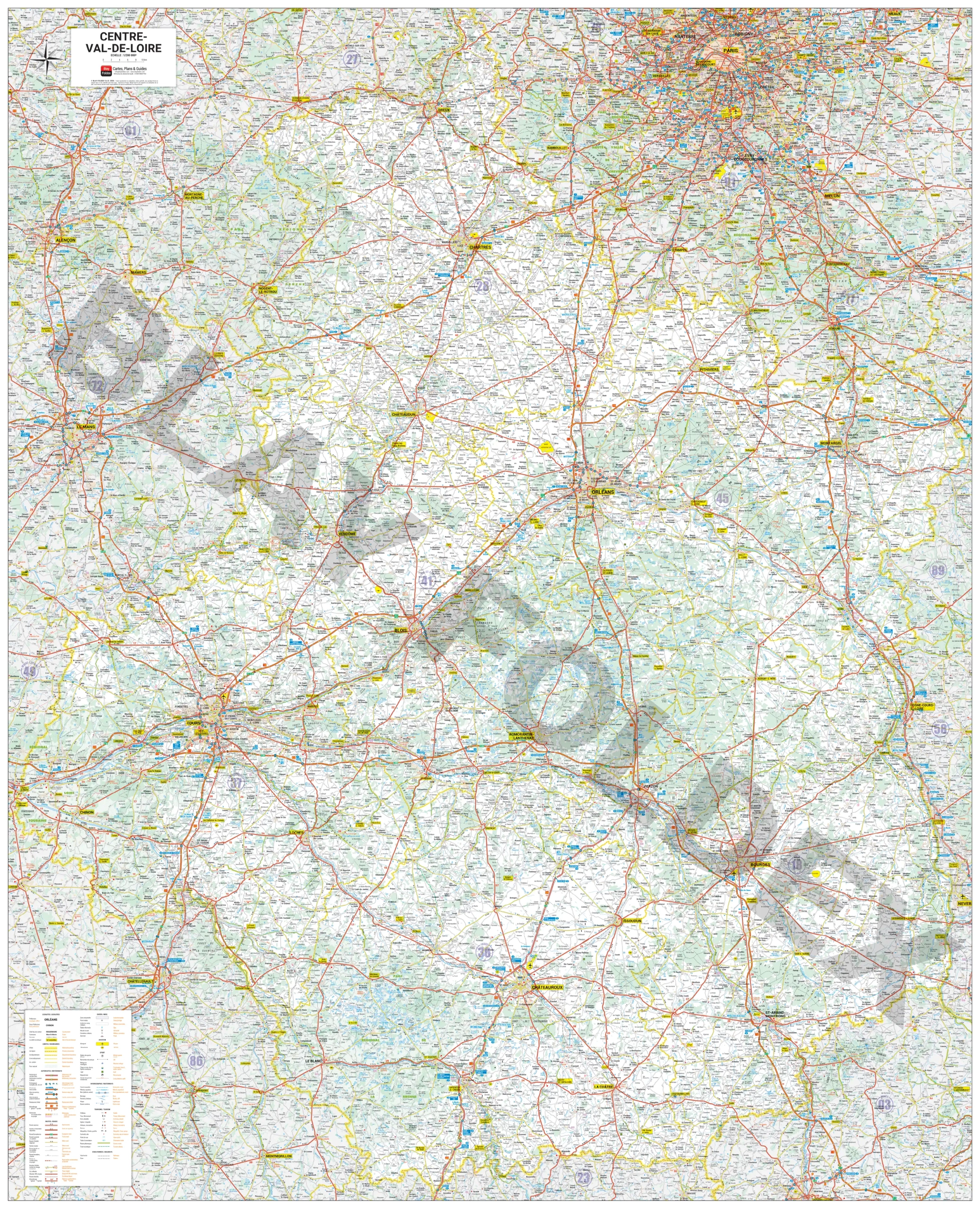 REG24-Carte_du_Centre-Val_de_Loire Carte routière et touristique de la région Centre Val-de-Loire