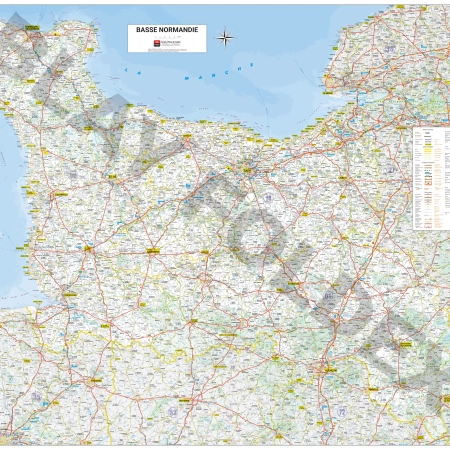 Carte routière et touristique de la région Basse-Normandie