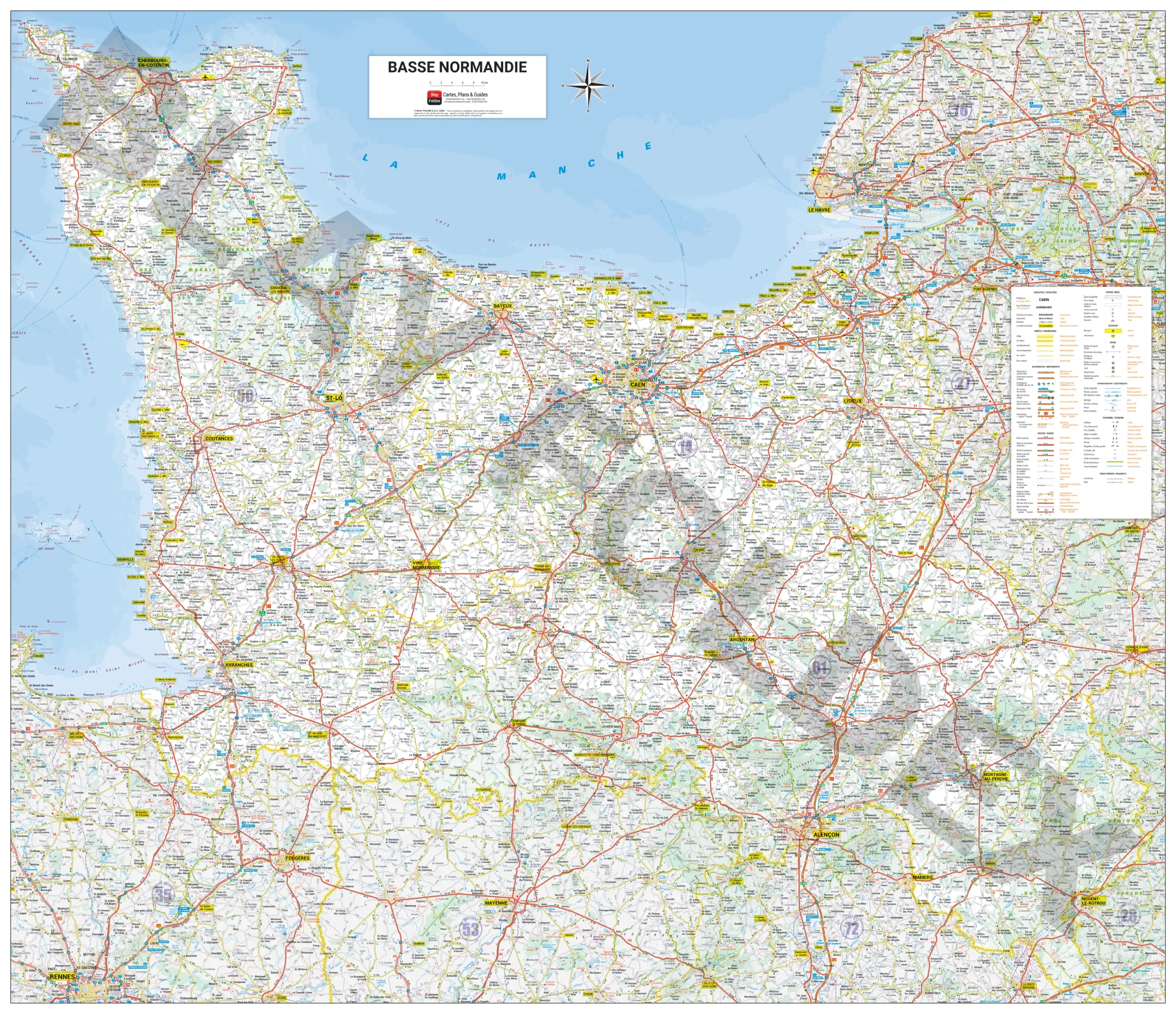 Carte routière et touristique de la région Basse-Normandie