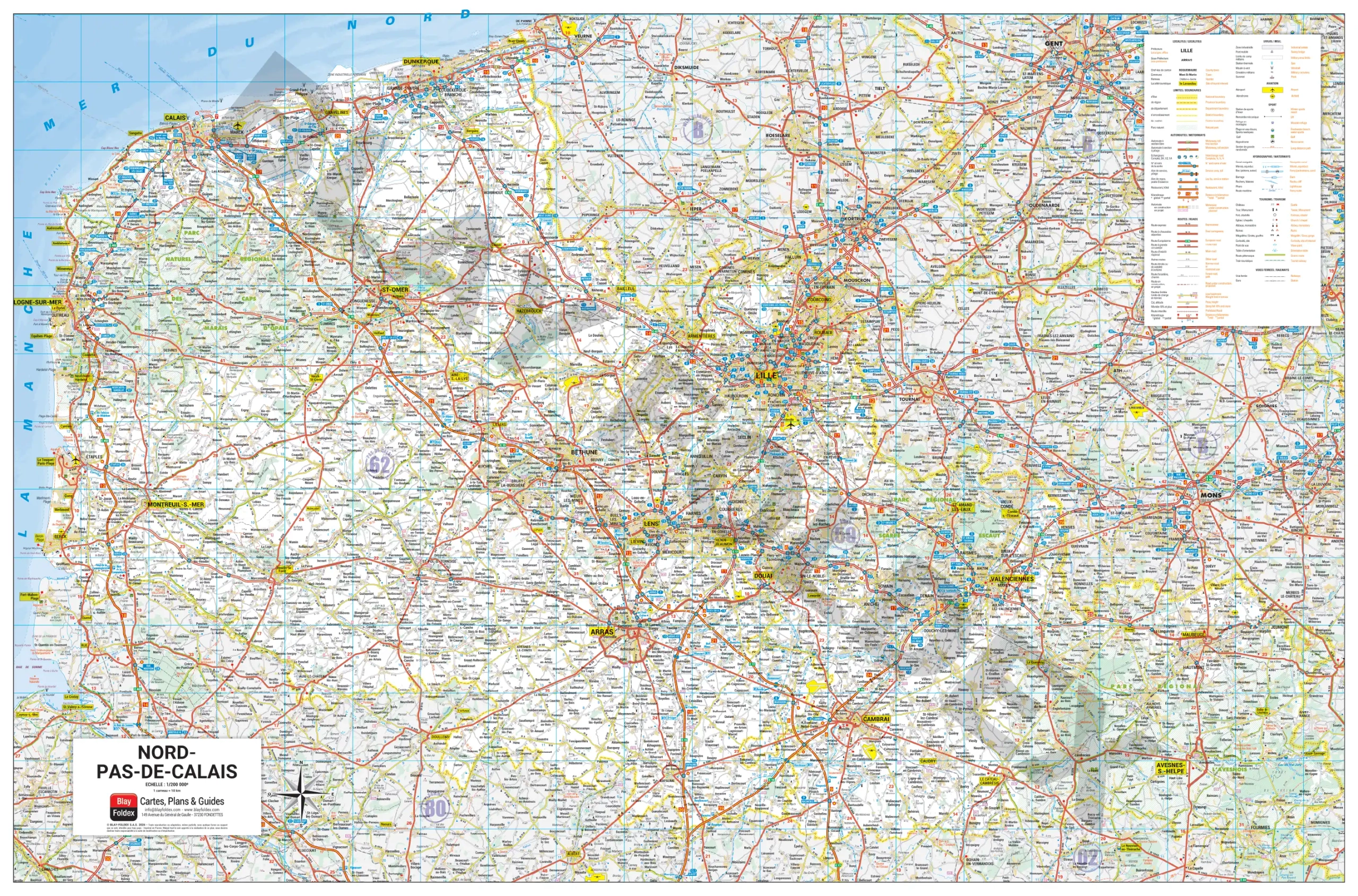 Carte routière et touristique de la région Nord-Pas-de-Calais