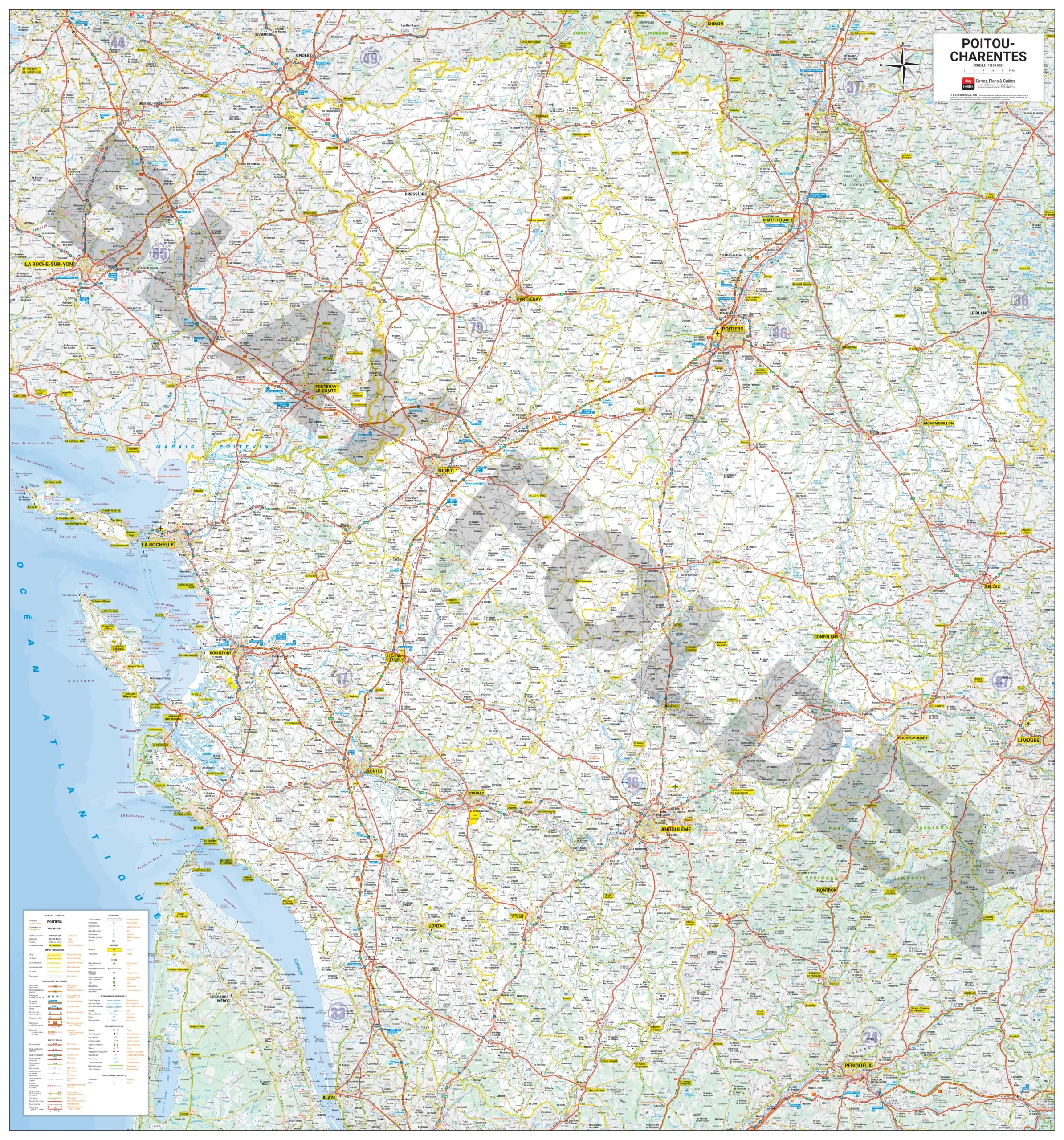 REG54-Carte_du_Poitou-Charentes Carte routière et touristique de la région Poitou-Charentes