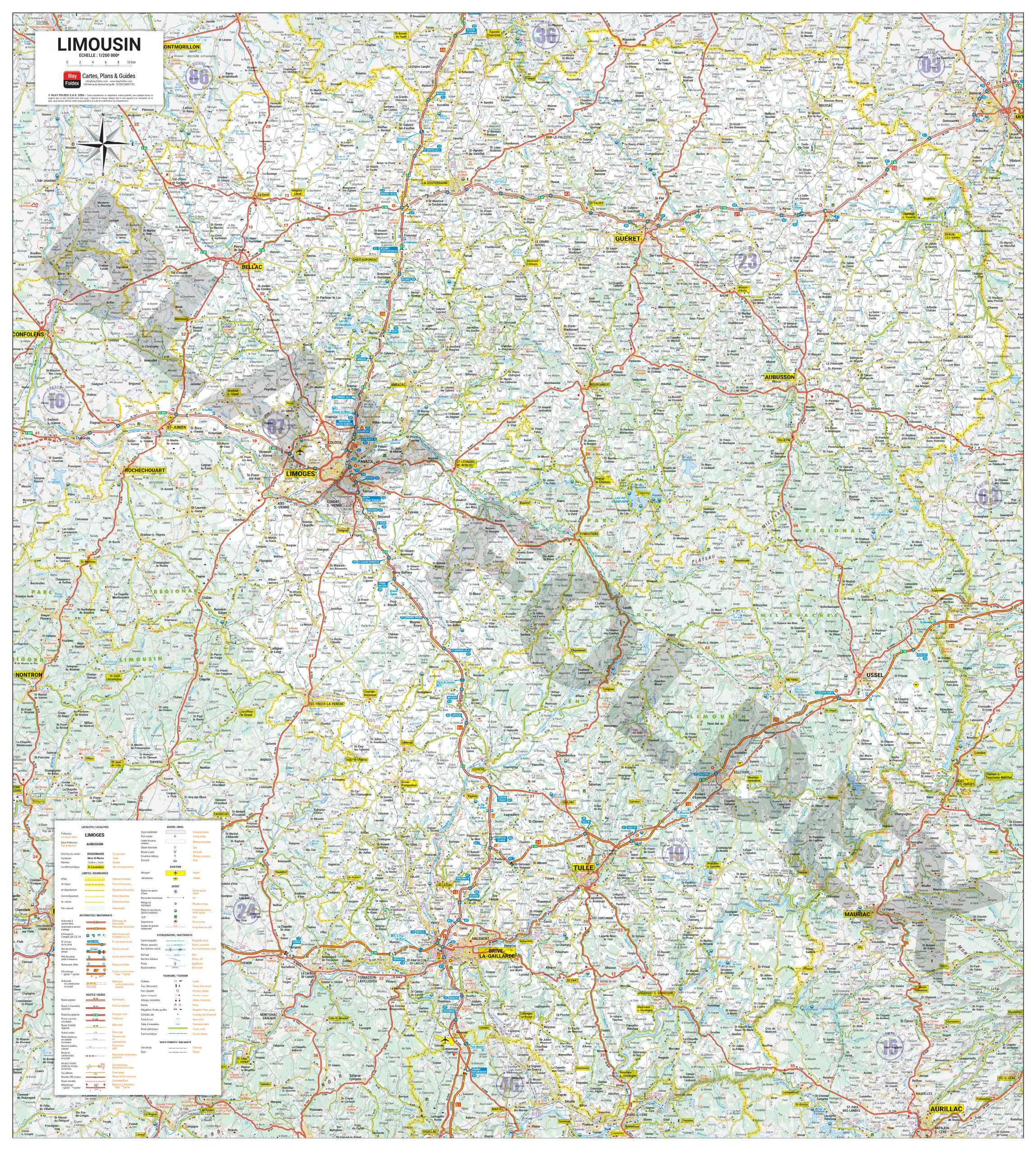 REG74-Carte_du_Limousin Carte routière et touristique de la région Limousin