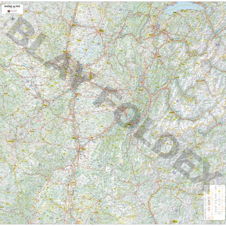Carte routière et touristique de la région Rhône-Alpes