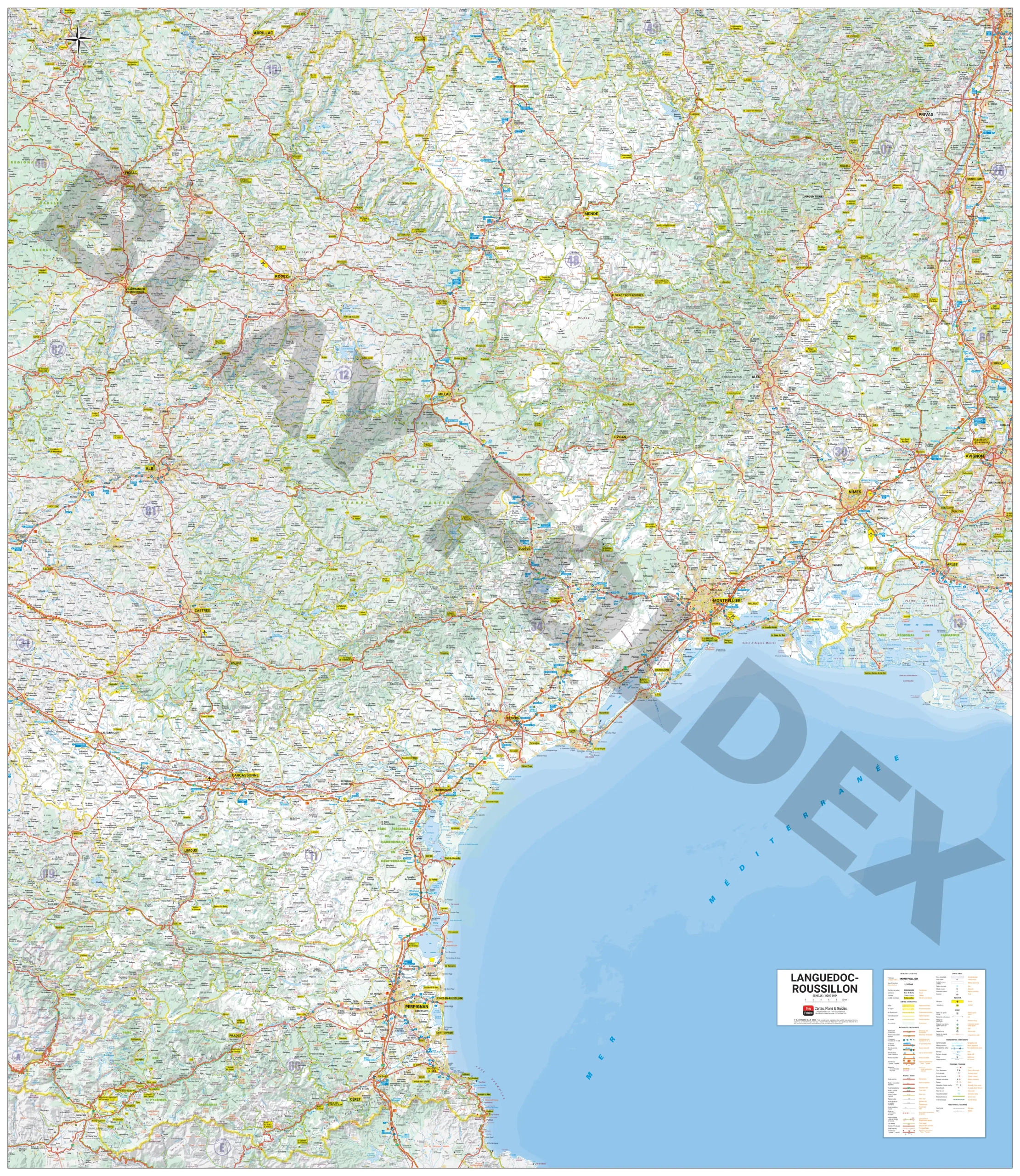 Carte routière et touristique de la région Languedoc Roussillon