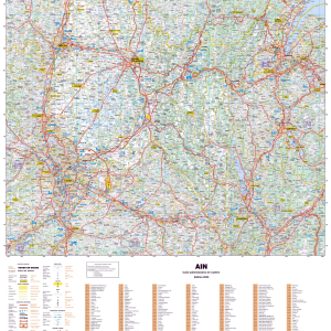 Poster de la carte routière du département de l'Ain