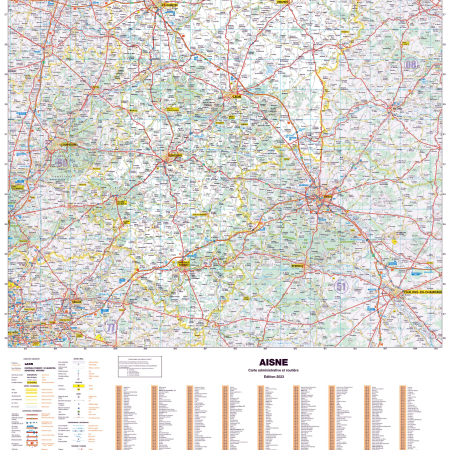 Poster de la carte routière du département de l'Aisne