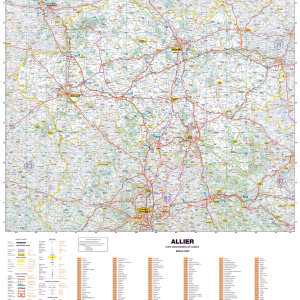 Poster de la carte routière du département de l'Allier