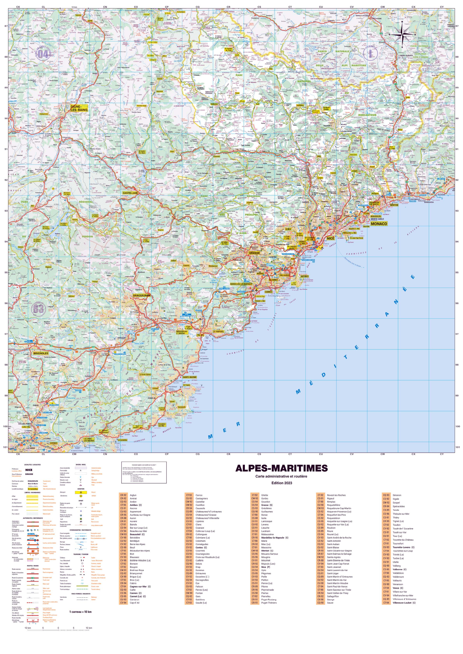 Poster de la carte routière du département des Alpes-Maritimes