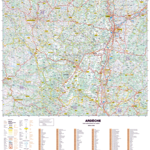 Poster de la carte routière du département de l'Ardèche