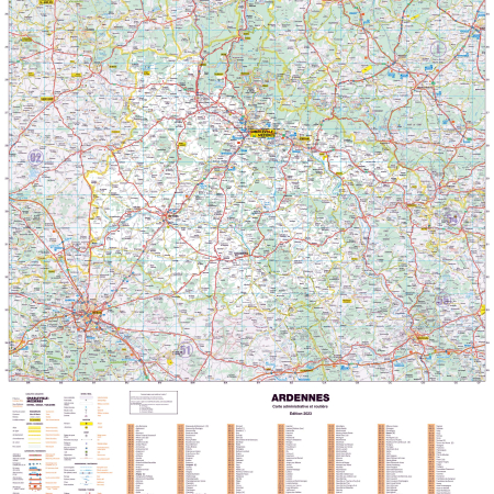 Poster de la carte routière du département des Ardennes