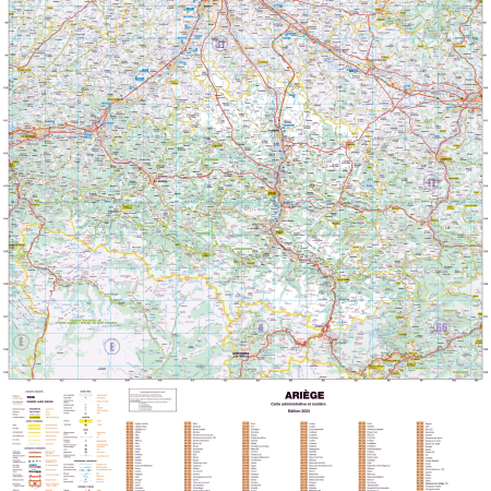 Poster de la carte routière du département de l'Ariège