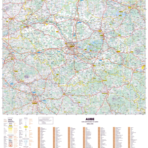 Poster de la carte routière du département de l'Aube