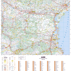 Poster de la carte routière du département de l'Aude