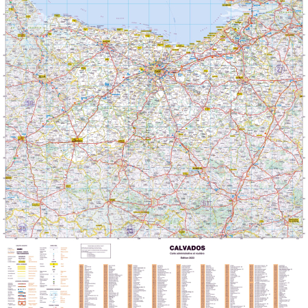 Poster de la carte routière du département du Calvados