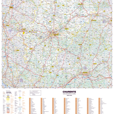 Poster de la carte routière du département de la Charente