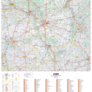 Poster de la carte routière du département du Cher